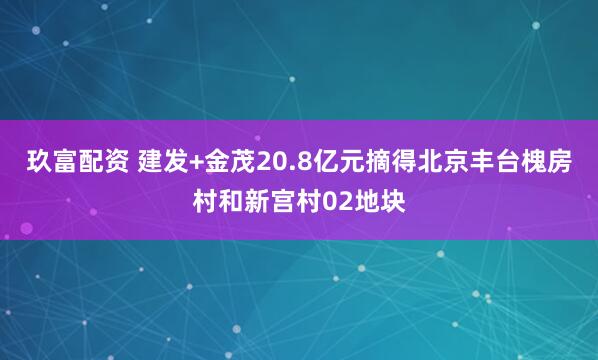 玖富配资 建发+金茂20.8亿元摘得北京丰台槐房村和新宫村02地块
