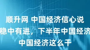 顺升网 中国经济信心说丨保持稳中有进，下半年中国经济这么干